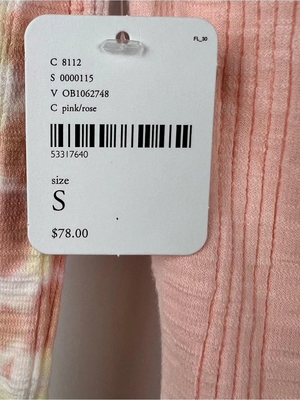 NWT Free People Big Sur Ribbed Knit Tie Dye Long Sleeve Top Pink Rose Size S